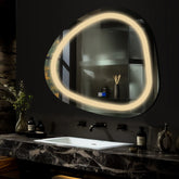 LED Spiegel Asymmetrisch | Touch-Schalter | Anti-Beschlag-Funktion | Warmweißes Licht - Reyze Seria Salono Model 1